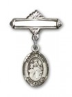 Pin Badge with Maria Stein Charm and Polished Engravable Badge Pin