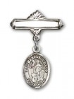 Pin Badge with St. Peter Nolasco Charm and Polished Engravable Badge Pin