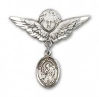 Pin Badge with St. Alphonsus Charm and Angel with Larger Wings Badge Pin