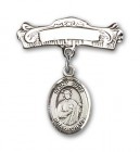 Pin Badge with St. Jude Thaddeus Charm and Arched Polished Engravable Badge Pin