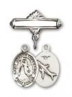 Pin Badge with St. Joseph of Cupertino Charm and Polished Engravable Badge Pin
