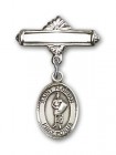 Pin Badge with St. Florian Charm and Polished Engravable Badge Pin