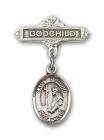 Pin Badge with St. Dominic de Guzman Charm and Godchild Badge Pin