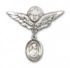 Pin Badge with St. Thomas the Apostle Charm and Angel with Larger Wings Badge Pin