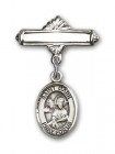 Pin Badge with St. Mark the Evangelist Charm and Polished Engravable Badge Pin