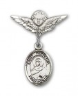 Pin Badge with St. Perpetua Charm and Angel with Smaller Wings Badge Pin