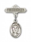 Pin Badge with St. Raymond Nonnatus Charm and Godchild Badge Pin
