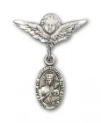 Pin Badge with Our Lady of Czestochowa Charm and Angel with Smaller Wings Badge Pin