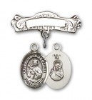 Pin Badge with Our Lady of Mount Carmel Charm and Arched Polished Engravable Badge Pin