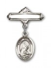 Pin Badge with St. Victoria Charm and Polished Engravable Badge Pin