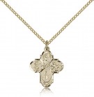 Girl's Dainty 4-Way Pendant with Flower Center