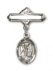 Pin Badge with St. Fiacre Charm and Polished Engravable Badge Pin