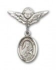 Pin Badge with St. Therese of Lisieux Charm and Angel with Smaller Wings Badge Pin
