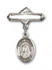 Pin Badge with St. Bruno Charm and Polished Engravable Badge Pin