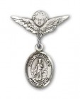 Pin Badge with St. Cornelius Charm and Angel with Smaller Wings Badge Pin
