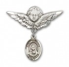 Pin Badge with St. Rebecca Charm and Angel with Larger Wings Badge Pin