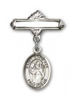 Pin Badge with St. Boniface Charm and Polished Engravable Badge Pin