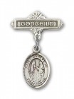 Pin Badge with St. Genevieve Charm and Godchild Badge Pin