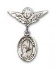 Pin Badge with St. Bernadette Charm and Angel with Smaller Wings Badge Pin