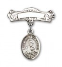 Pin Badge with St. James the Lesser Charm and Arched Polished Engravable Badge Pin