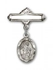 Baby Pin with Guardian Angel Charm and Polished Engravable Badge Pin