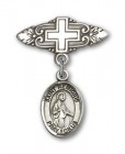 Pin Badge with St. Remigius of Reims Charm and Badge Pin with Cross