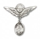 Pin Badge with St. Perpetua Charm and Angel with Larger Wings Badge Pin