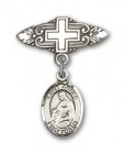Pin Badge with St. Agnes of Rome Charm and Badge Pin with Cross