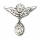Pin Badge with Our Lady of la Vang Charm and Angel with Larger Wings Badge Pin