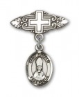 Pin Badge with St. Anselm of Canterbury Charm and Badge Pin with Cross