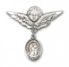 Pin Badge with St. Gabriel the Archangel Charm and Angel with Larger Wings Badge Pin