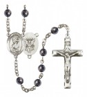 Men's St. Christopher Navy Silver Plated Rosary