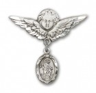Baby Pin with Guardian Angel Charm and Angel with Larger Wings Badge Pin