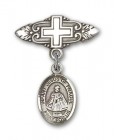 Pin Badge with Infant of Prague Charm and Badge Pin with Cross