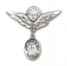 Pin Badge with St. Teresa of Avila Charm and Angel with Larger Wings Badge Pin