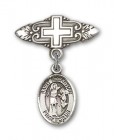 Pin Badge with St. Sebastian Charm and Badge Pin with Cross