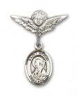 Pin Badge with St. Brigid of Ireland Charm and Angel with Smaller Wings Badge Pin