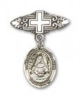 Pin Badge with St. Edburga of Winchester Charm and Badge Pin with Cross
