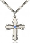Large Women's Cross on Cross Pendant with Birthstone Options