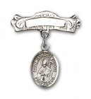 Pin Badge with St. Malachy O'More Charm and Arched Polished Engravable Badge Pin