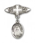 Pin Badge with St. Teresa of Avila Charm and Badge Pin with Cross