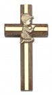 Praying Boy Cross in Walnut 4“ with Metal Inlay