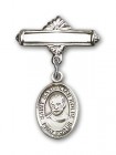 Pin Badge with St. Maximilian Kolbe Charm and Polished Engravable Badge Pin