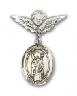 Pin Badge with St. Ronan Charm and Angel with Smaller Wings Badge Pin