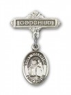Pin Badge with St. Valentine of Rome Charm and Godchild Badge Pin
