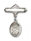 Pin Badge with St. Olivia Charm and Polished Engravable Badge Pin