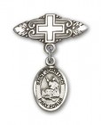 Pin Badge with St. John Licci Charm and Badge Pin with Cross