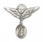 Pin Badge with St. Roch Charm and Angel with Larger Wings Badge Pin
