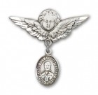 Pin Badge with Blessed Pier Giorgio Frassati Charm and Angel with Larger Wings Badge Pin