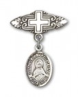 Pin Badge with Immaculate Heart of Mary Charm and Badge Pin with Cross
